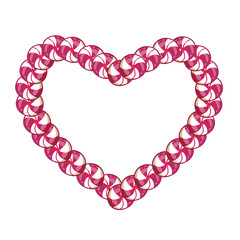 Pink and white heart candy frame with space for text