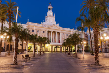 Fototapeta na wymiar Cadiz City Hall on Plaza San Juan de Dios