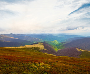 early morning mountain valley scene
