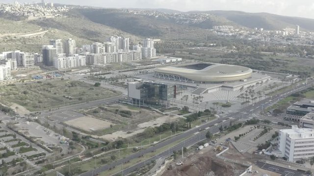 Haifa Matam hightech zone, aerial 4k ungraded/flat