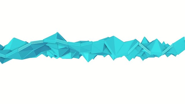 turquoise low poly surface is slowly deformed. abstract looped animation. 3d rendering