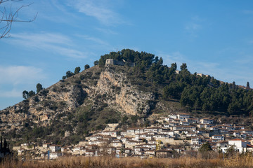 Mangalem district in Berat, thousand windows city and UNESCO World Heritage Site of Albania