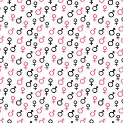 Mars and Venus seamless pattern vector illustration. Hand drawn sketched doodle gender background