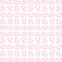   retro cute seamless pattern with pink outline  hearts