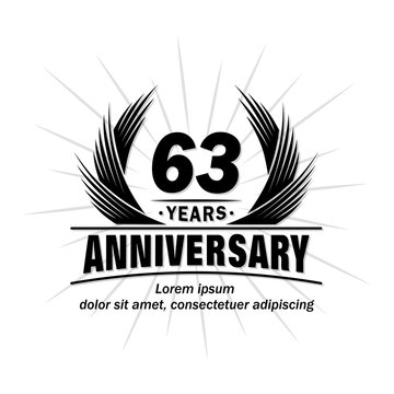 63 years design template. Anniversary vector and illustration template. 

