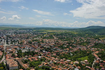 topview of a city with red roofs