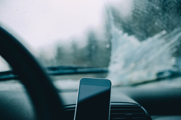 smartphone navigation in the car.