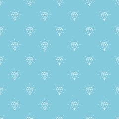Diamond seamless pattern vector illustration. Hand drawn sketched doodle diamond symbols background
