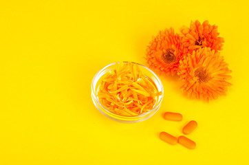 Medical preparations based on medicinal herbs. Flowers of calendula marigold