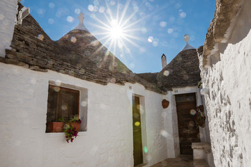 Buildings Trullo in Alberobello, Italy.