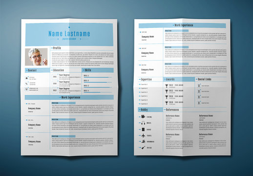 Resume Layout with Blue Accents