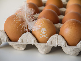 Skull and crossbones stamp on eggs