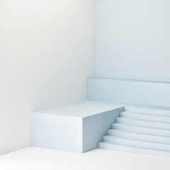 Podium in abstract room, 3d render, 3d illustration 