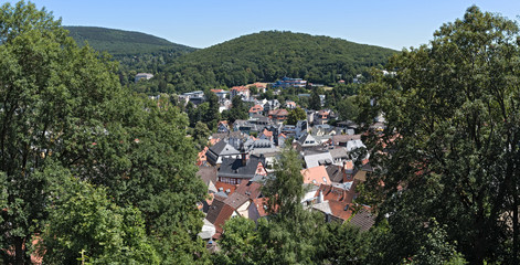 Obraz premium Panorama view from castle ruin Koenigstein on old town Koenigstein Taunus, Hesse, Germany