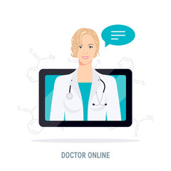 Doctor online vector concept in flat style