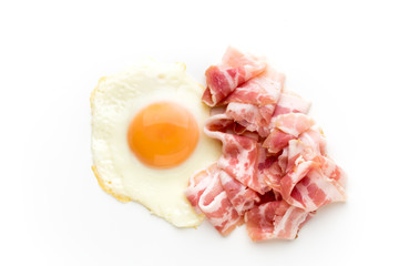 Eggs and baconon on the isolated background.