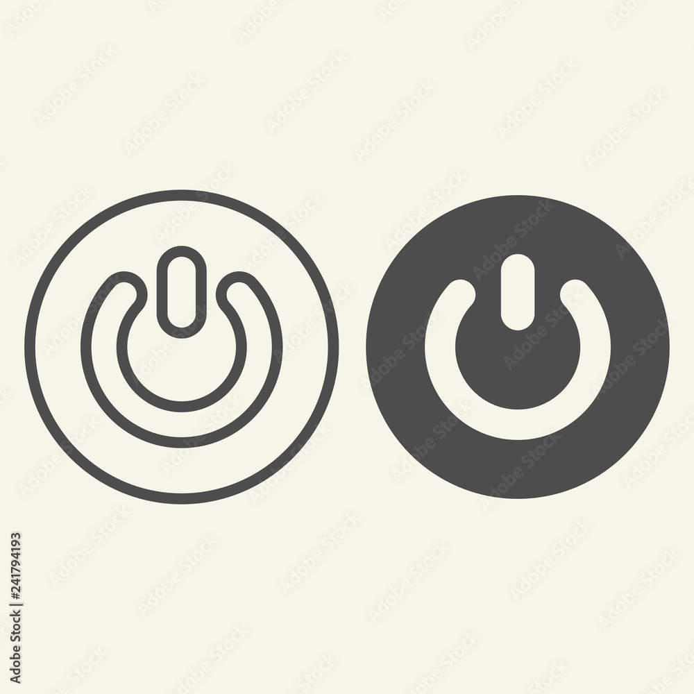 Poster power button line and glyph icon. switch vector illustration isolated on white. on off button outlin
