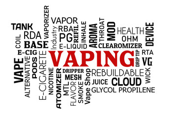 Vaping word cloud concept on white
