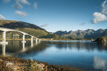 Brücke Lofoten Norwegen Herbst