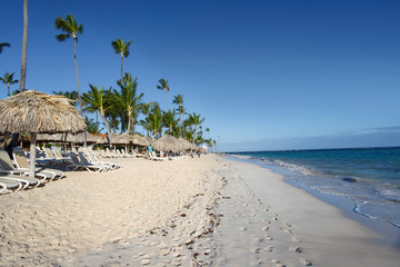 Coast of the Atlantic Ocean. Dominican tourist beach