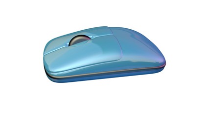 Computer mouse . Blue color. Clean germ free. Isolated on white background. 3d render