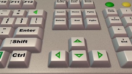 Computer keyboard , keys . Clean surface,  no germs. Extreme close up, macro view. 3d render