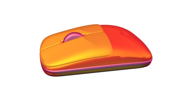 Computer mouse . Orange color. Clean germ free. Isolated on white background. 3d render