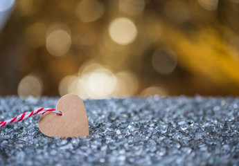 Abstract Magic Shiny Background - Glittering Effect With Golden Bokeh and Heart