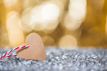 Abstract Magic Shiny Background - Glittering Effect With Golden Bokeh and heart