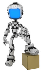 Naklejka premium Live Screen Robot, Cardboard Box