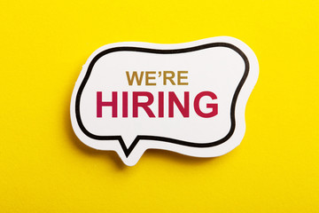 We Are Hiring Speech Bubble Isolated On Yellow