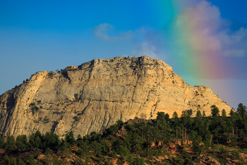 Rainbow and Mountain in Zion National Park