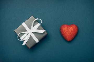 Gift to Valentine's Day with heart and packing tape. Isolate on white background