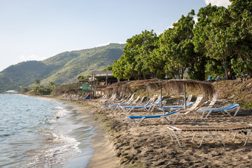 Enjoying the atmosphere at a local beach bar in St. Kitts