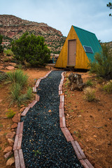 Tiny A-frame cabin in Southern Utah desert wilderness