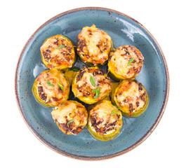 Zucchini stuffed with minced meat and vegetables