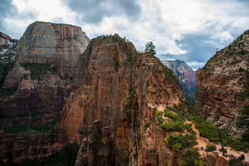 Plakat View of the razor's edge of Angel's Landing hike, Zion National Park, Uah