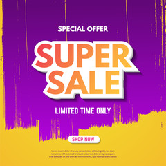 Super Sale Banner Template. Sale Banner Design. Abstract Sale Banner.