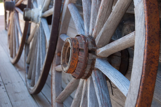 Antique wooden carriage wheels