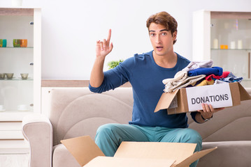 Concept of charity with donated clothing