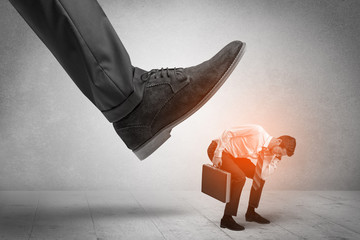 Large formal shoe stepping down young small entrant man
