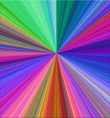 multi-colored radial burst perspective background in green, blue, pink, orange, and red 