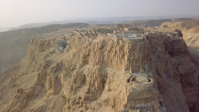 Flying up at ancient remains of masada