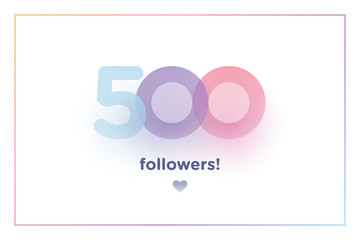 500, followers thank you colorful background number with soft shadow. Illustration for Social Network friends, followers, Web user Thank you celebrate of subscribers or followers and like