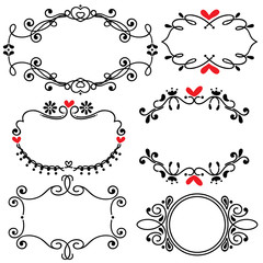 Hand drawn sketched line border wedding art vector illustration
