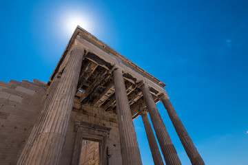 Naklejka premium Looking up, the Erechtheion, north porch, At the Acropolis, Athens, Greece