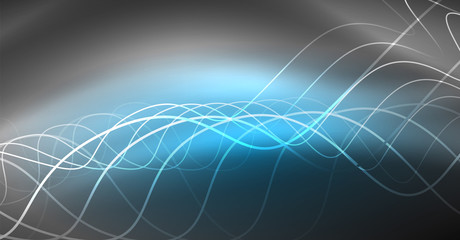 Neon lines wave background. Abstract composition