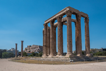 Fototapeta premium Wide view of the Temple of Olympian Zeus, Athens, Greece in summer