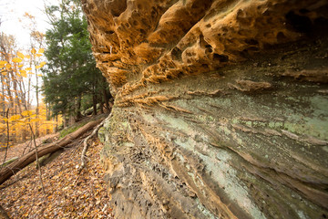 Sedimentary rock of Ritchie Ledges in Cuyahoga Valley National Park.