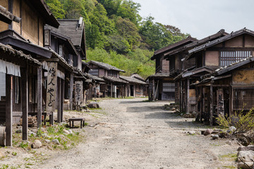 Fototapeta na wymiar Edo era traditional Japanese village at outdoor film set in Tsuruoka